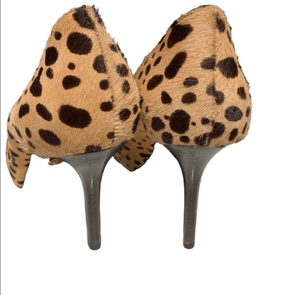 Tory Burch Cheetah Animal Pattern Heels w/ Concealed Platform Bovine Hair Sz 7.5 - Picture 3 of 11
